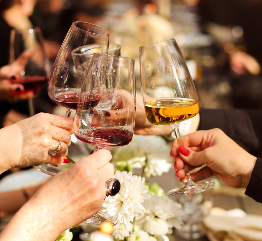 Friends Toasting with Wine during Dinner